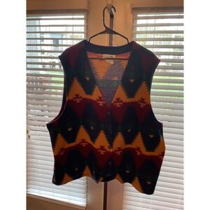 Capistrano Southwestern Vest Aztec‎ Print Button Front Sleeveless 26/28